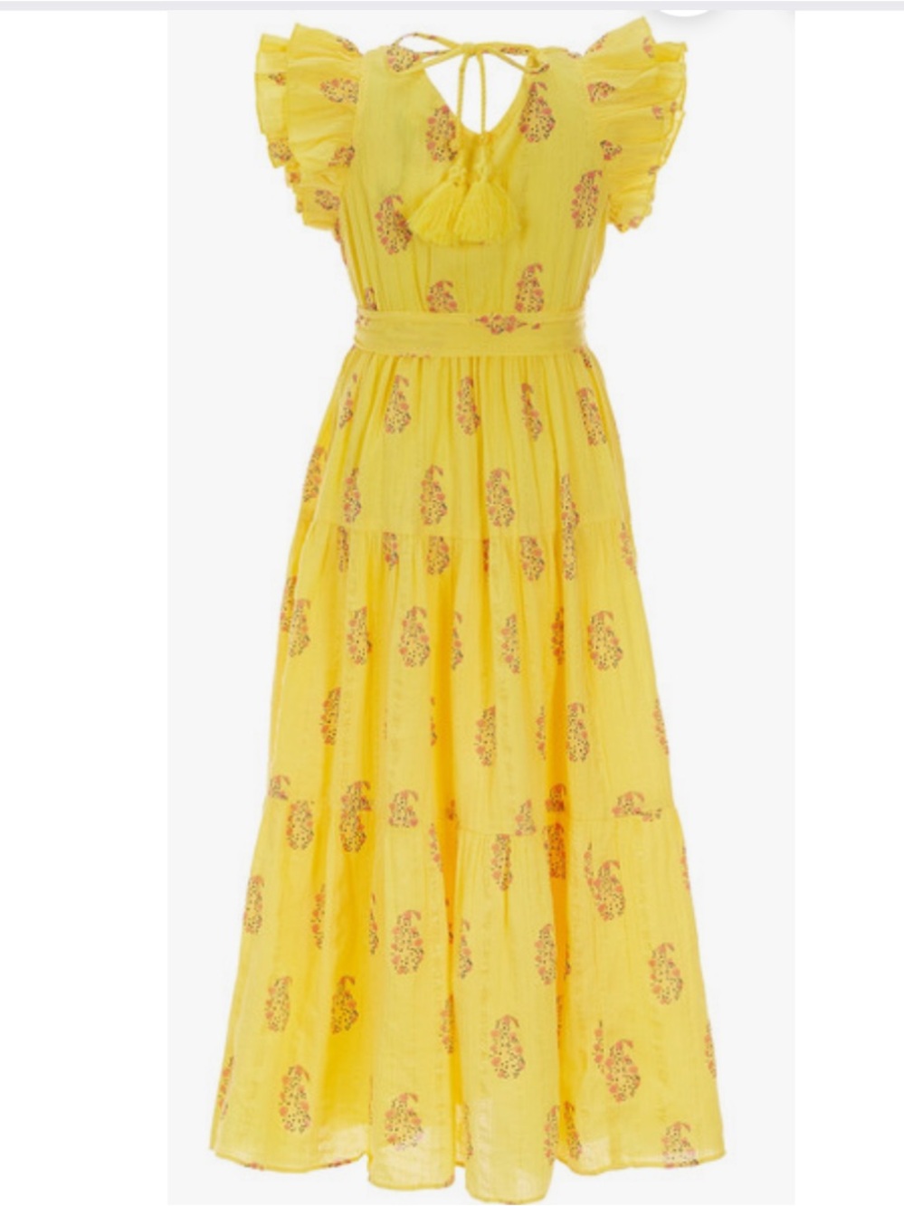 A loves A Girls Yellow Floral Ruffle Maxi Dress for Girls M